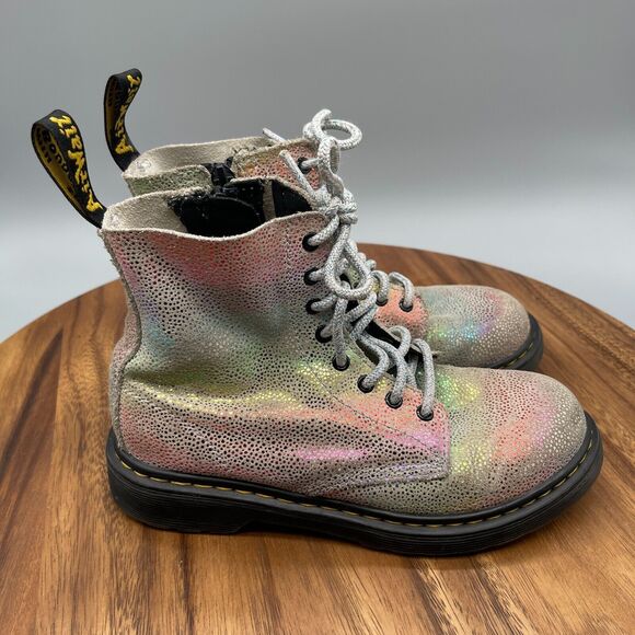 Dr. Martens Juniors 1460 Pascal Rainbow Iridescent Lace Up Boots Girls Size 2 - Picture 1 of 7